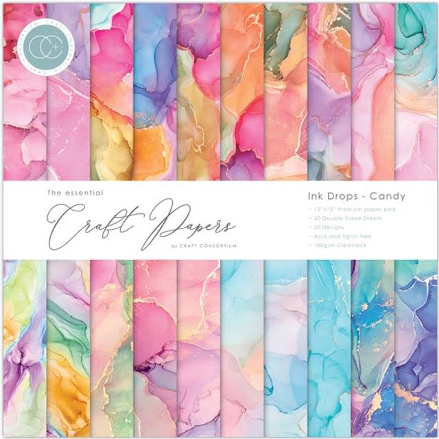 Paper Pad 12x12 - Craft Consortium - Ink Drops Candy