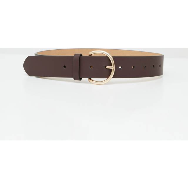 Round Buckle Belt Brown/Matt Gold