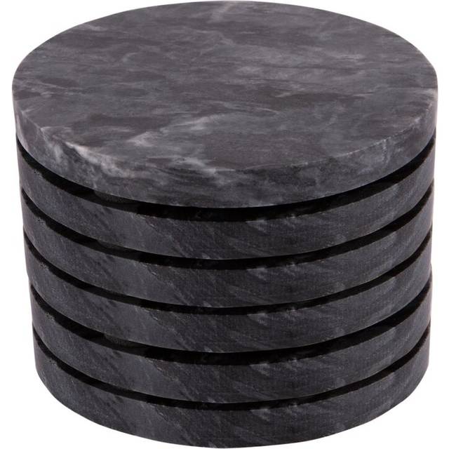 Round Marble Coasters - Pack of Six - Black