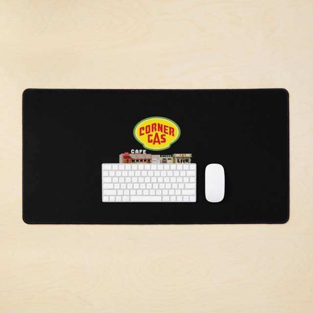 Desk Mat Corner-Gas-Logo-and-Station-Womens Large Gaming Mouse Pad 35x16 inch