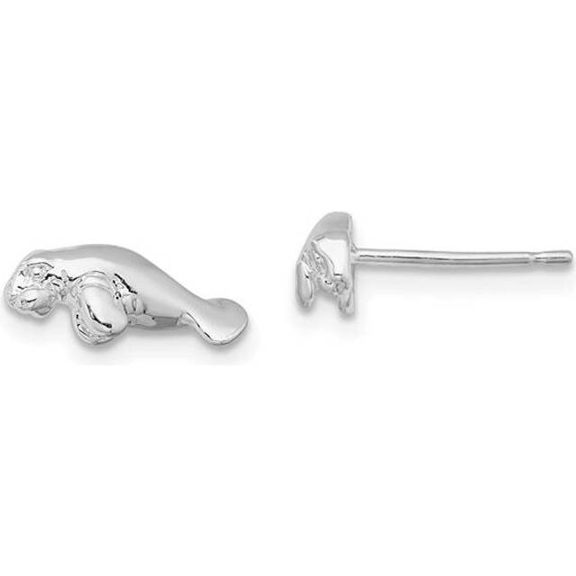 Sterling Silver Polished Mini Manatee Post Earrings