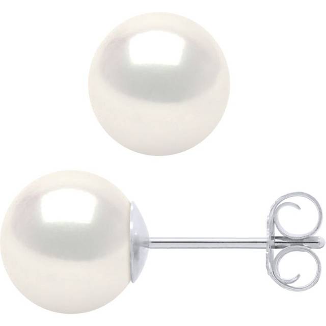 Diadema Womens - Earrings White Gold and Real Freshwater Pearls - One Size
