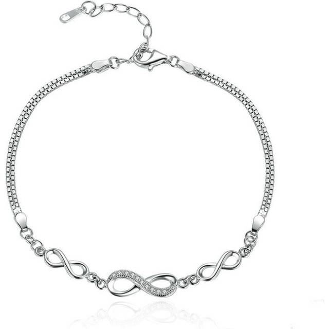 Silver plating Endless Love Infinity Chain Link Adjustable Women Bracelet Jewelry