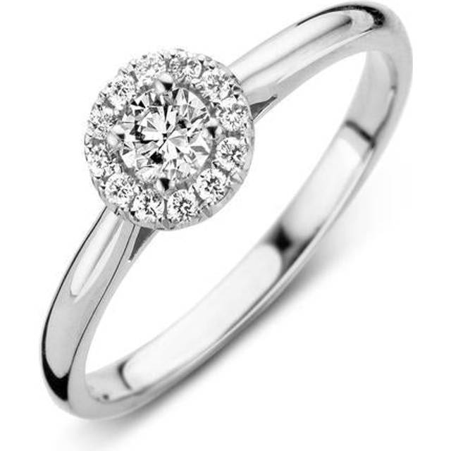 18ct White Gold 0.30ct Diamond Pave Round Halo Ring - White Gold