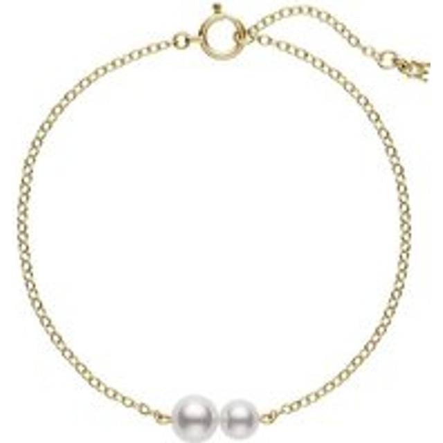 Mikimoto 18ct Yellow Gold White Akoya Pearl Chain Bracelet