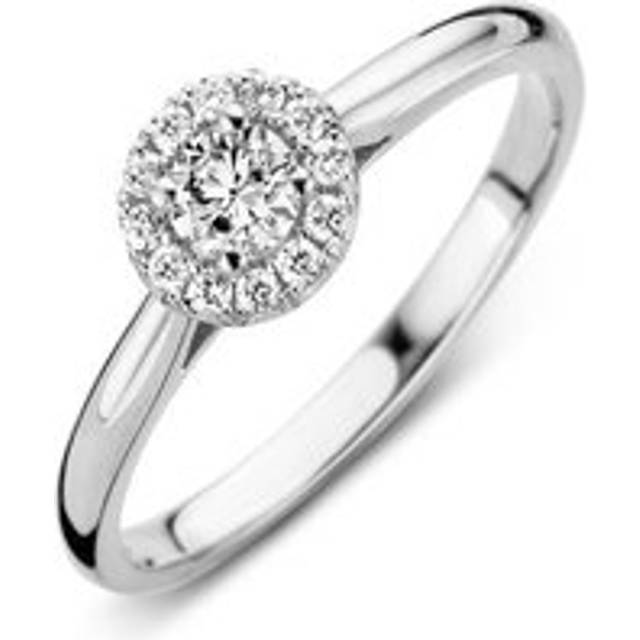 18ct White Gold 0.30ct Diamond Pave Round Halo Ring - White Gold