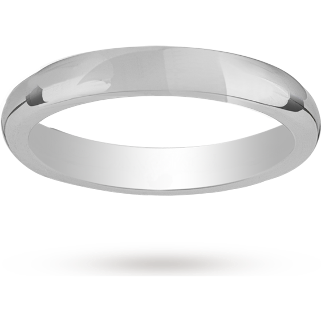 18ct White Gold 3mm Luxury Court Wedding Ring - Ring Size L