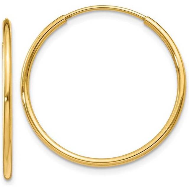 Quality Gold XY1207 1.25 x 21 mm 14K Yellow Gold Endless Hoop Earring, Pair