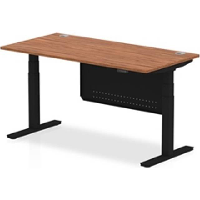 Air 1600x800 Height Adjustable Desk Walnut CP Black Leg Modesty Panel