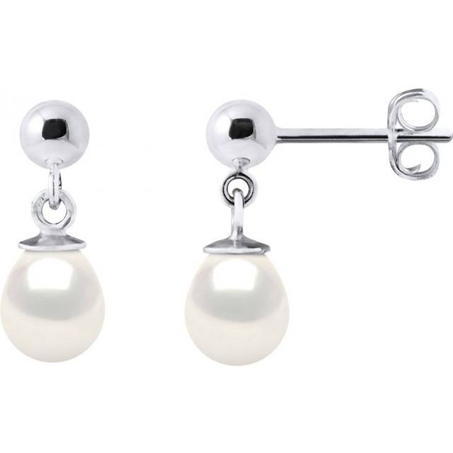 Diadema Womens - Earrings White Gold and Real Freshwater Pearls - One Size