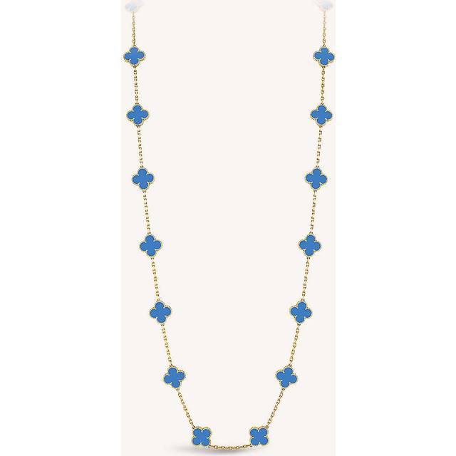 Van Cleef & Arpels Womens Yellow Gold Vintage Alhambra and Blue Agate Necklace - YELLOW GOLD