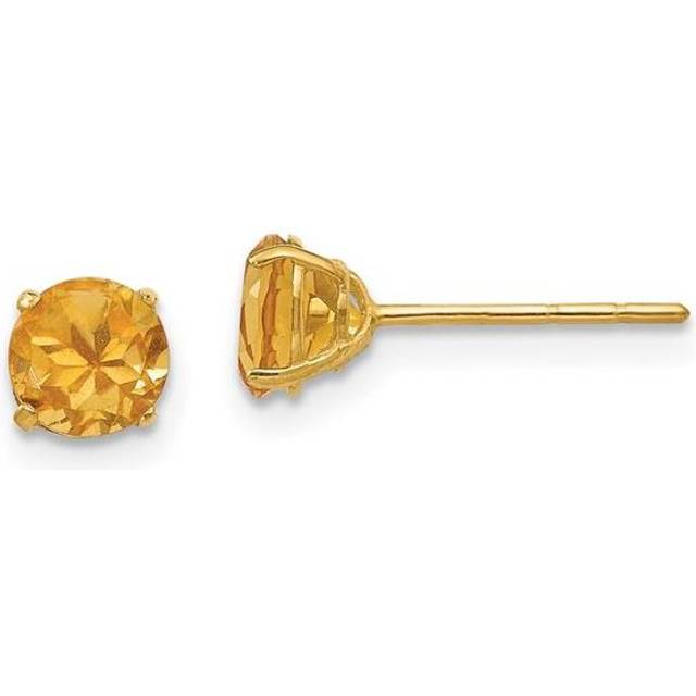 14K Yellow Gold Madi K Round Citrine 5 mm Post Earrings