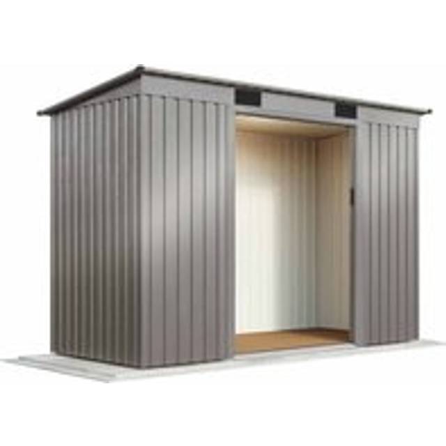 Garden Gear Metal Garden Shed Small Outdoor Storage 6.6Ft X 4Ft With Sliding Doors, Weatherproof Pent Roof (Grey) - One Size
