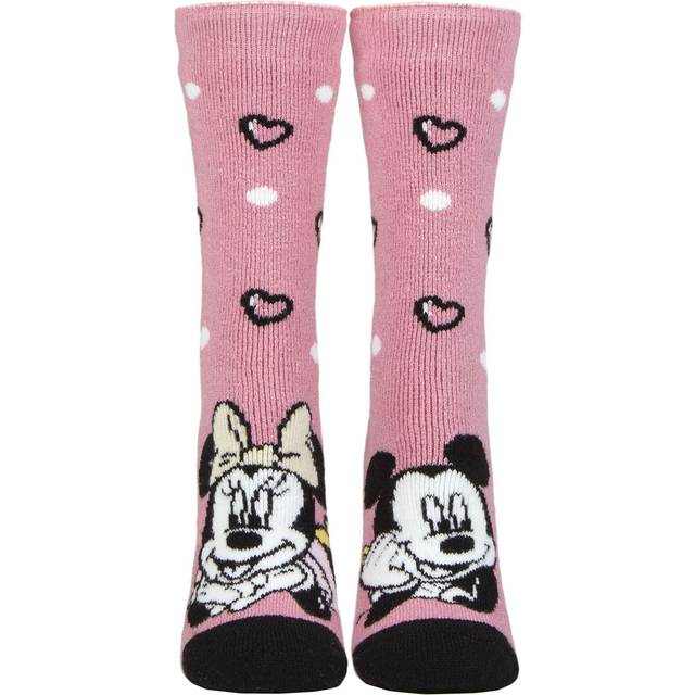 Women's 1 Pair SOCKSHOP Heat Holders Disney 1.6 TOG Lite Minnie Mouse Thermal Socks Pink 4-8