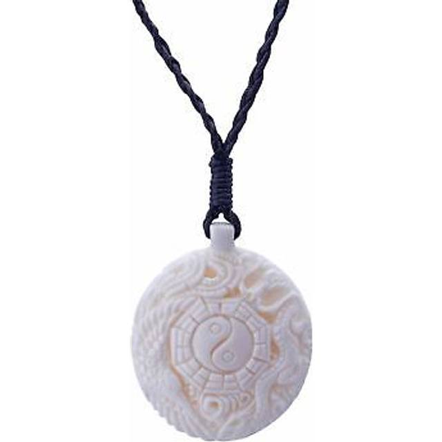 Bone necklace yin yang ching taoist dragon phoenix pendant cord - 81stgeneration