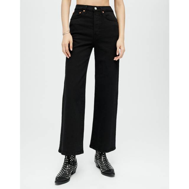 Re/Done High-Rise Black Wide Leg Crop Jean
