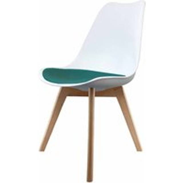 Fusion Living Soho Plastic Dining Chair With Squared Light Wood Legs White & Teal, Green