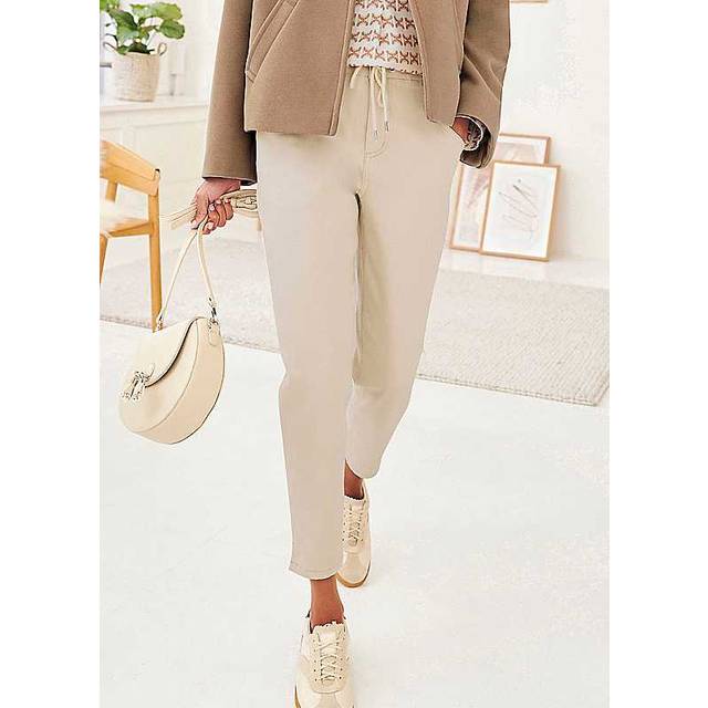 Heine Drawstring Cropped Jeans - Sand