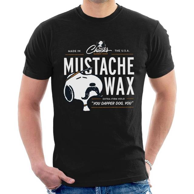 Snoopy Mustache Wax Peanuts T-Shirt - Black - L