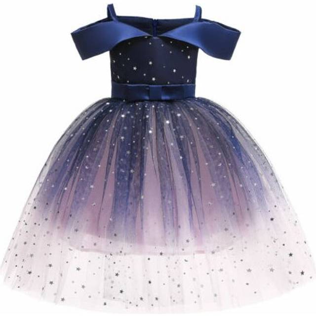 (6-7, Purple) Girls Kids Dresses Sequined Birthday Party Wedding Flower Bridesmaid Summer Gift