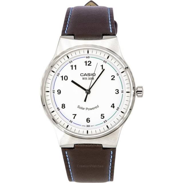 [Casio] CASIO Standard Solar Analog 5 ATM Water Resistant Watch MTP-RS105L-7BV Men's White Dial Leather Band Overseas Model [Parallel Import]