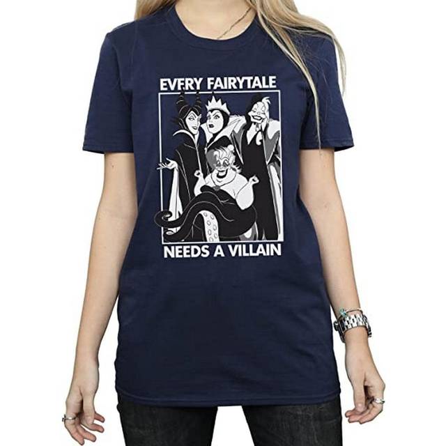 (L, Navy Blue) Disney Womens/Ladies Every Fairy Tale Needs A Villain Cotton Boyfriend T-Shirt