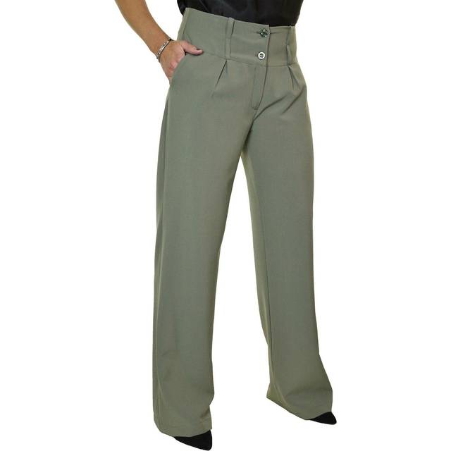 Smart Wide Leg Trouser - Olive - 20