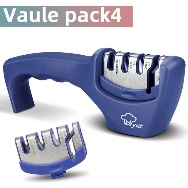 (a-deep blue set) Knife Sharpener 4 in 1 Stages Sharpening Stone Professional Whetstone Tungsten Diamond & Ceramic Scissors Sharpeners Grindstone
