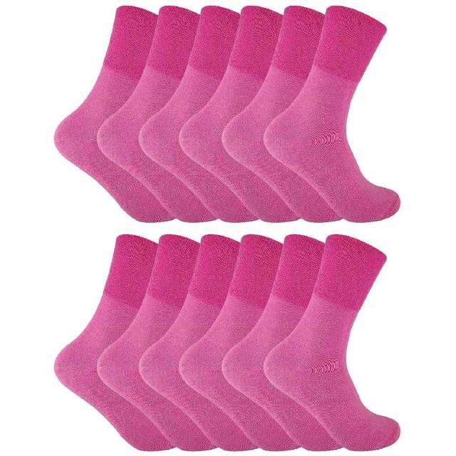 Thin Non Elastic Thermal Diabetic Socks - Pink - 4-8