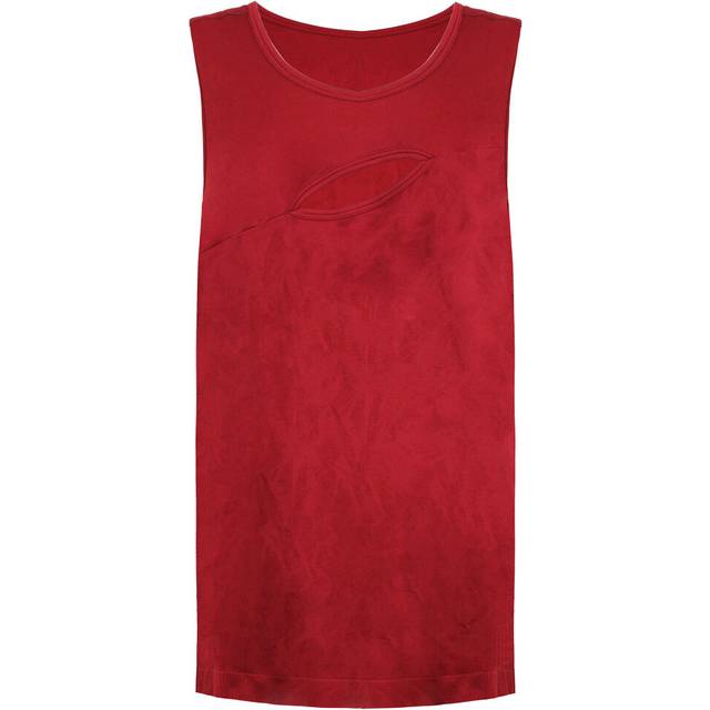 (L, Burgundy) Gymshark Round Neck Sleeveless Plain Burgundy Womens Studio Top GLVT4156 BGR (UK )
