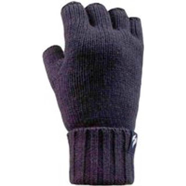 (Navy Solid) Ladies Knitted Thermal Fingerless Gloves | HEAT HOLDERS