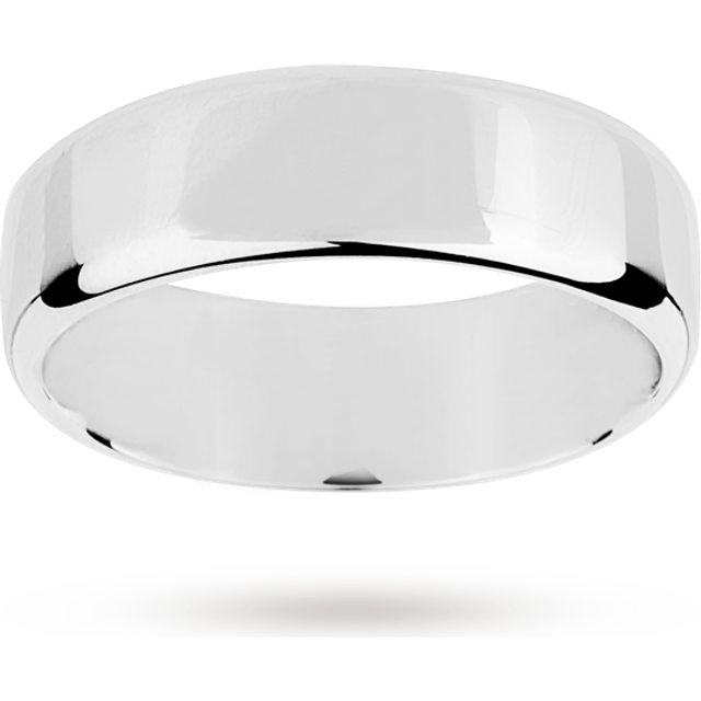 18ct White Gold 7mm Standard Modern Court Court Wedding Ring - Ring Size S