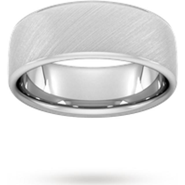 8mm Traditional Court Standard Diagonal Matt Finish Wedding Ring In 9 Carat White Gold - Ring Size T
