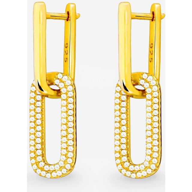 Womens 18k Gold Dangle Hoop Earrings With Removable Charms - Metallics - One Size
