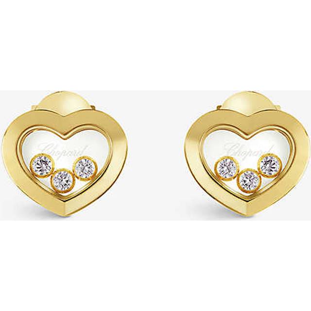 Chopard Womens Yellow Gold Happy Diamonds 18ct Yellow-gold and 0.10ct Diamond Earrings - YELLOW GOLD