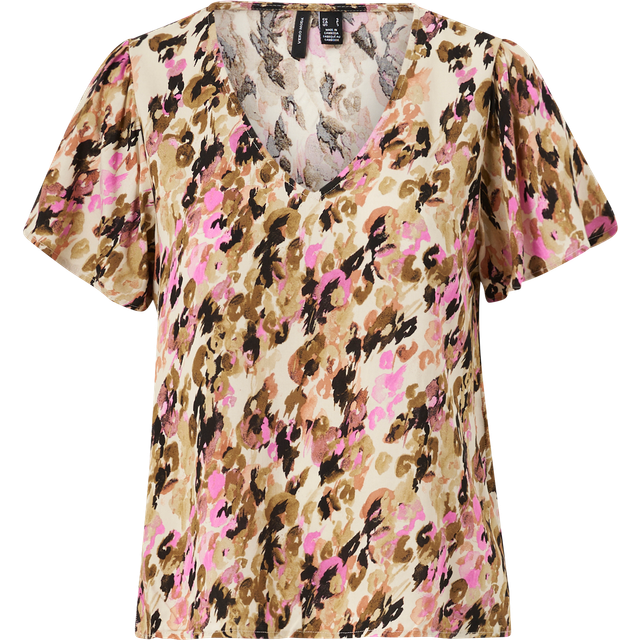 Vero Moda - Blus vmEasy V-neck SS Blouse Wvn - Brun