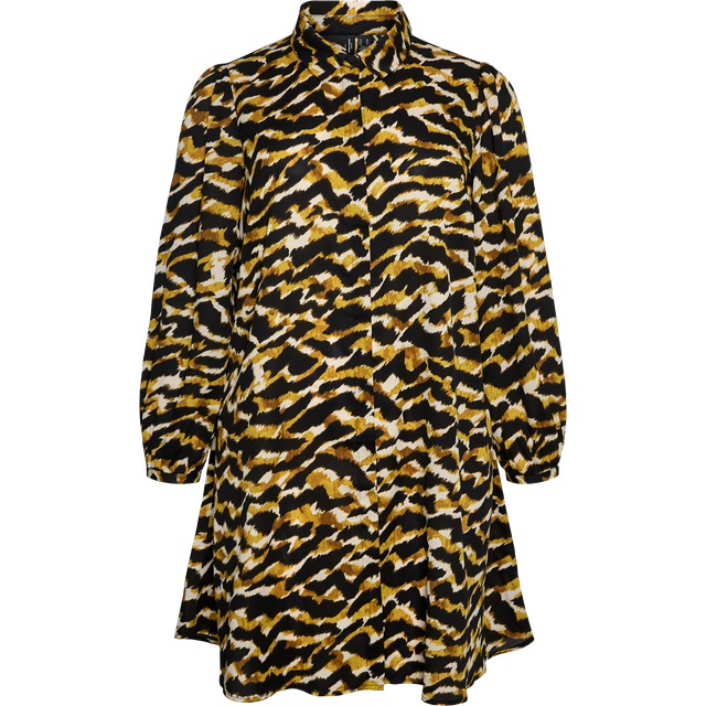 Vero Moda Curve - Skjortklänning vmcGail L/S Abk Shirt Dress Wvn - Svart