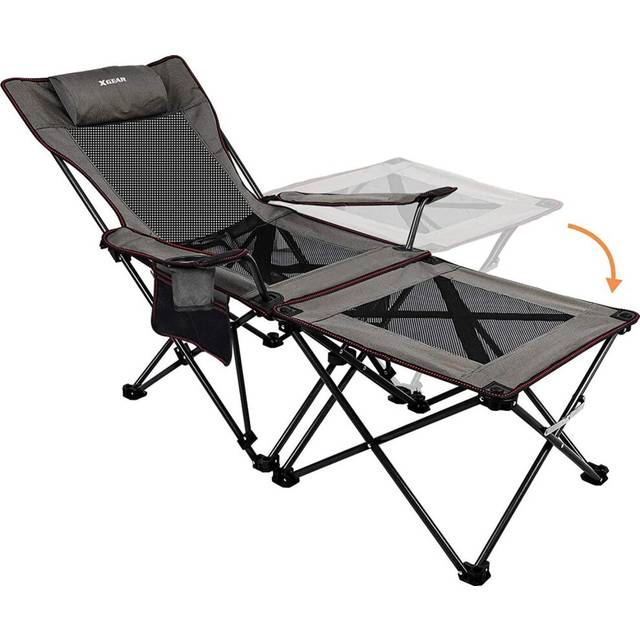 Camping Chairs Folding Reclining Portable Chair with Cup Holder Detachable Side Table and Carry Bag