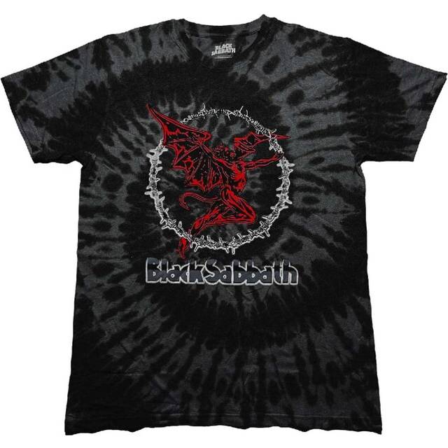 (S, Black) Black Sabbath Red Henry Tie Dye T Shirt