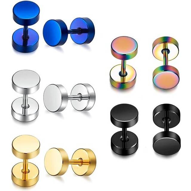 316L Surgical Steel Mens Earring Flatback Screw Stud Earrings Hypoallergenic Titanium Ear Piercing Studs for Women