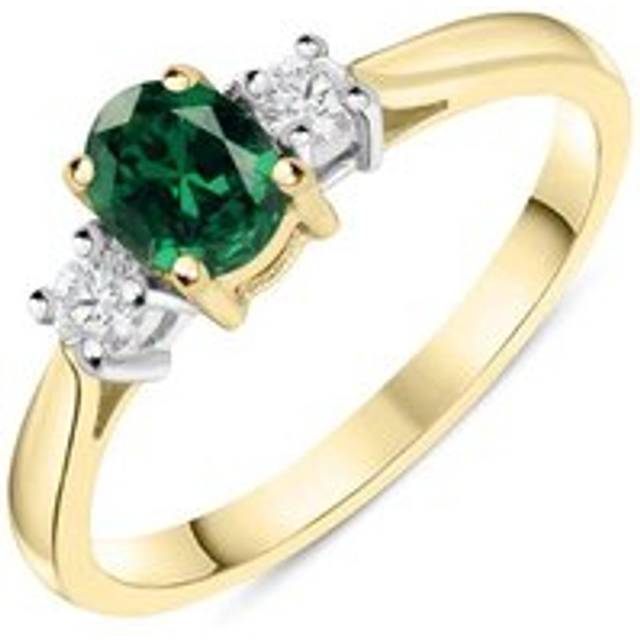 18ct Yellow Gold Emerald Diamond Trilogy Ring