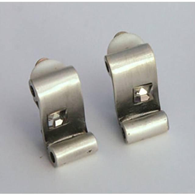 Vintage Antique Gunmetal Metal Grey Clip On Crystals Earrings