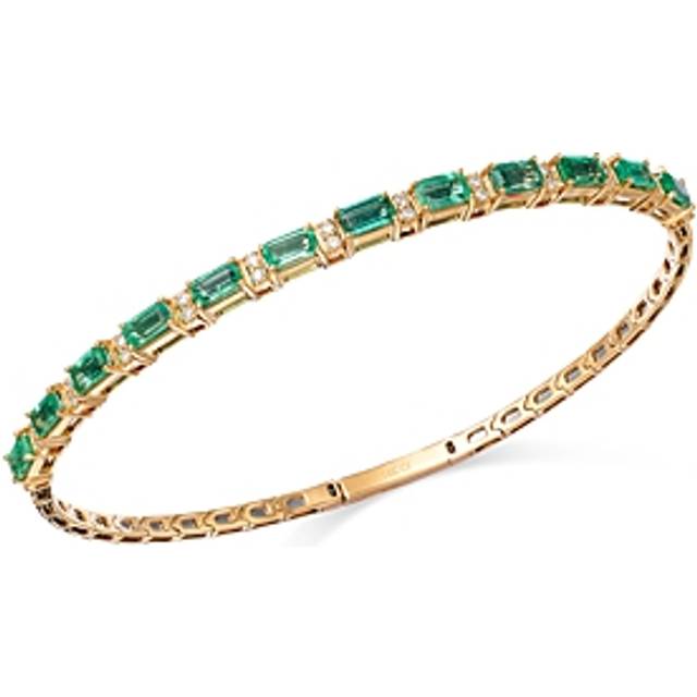 Bloomingdale's Fine Collection Emerald & Diamond Bangle Bracelet in 14K Yellow Gold