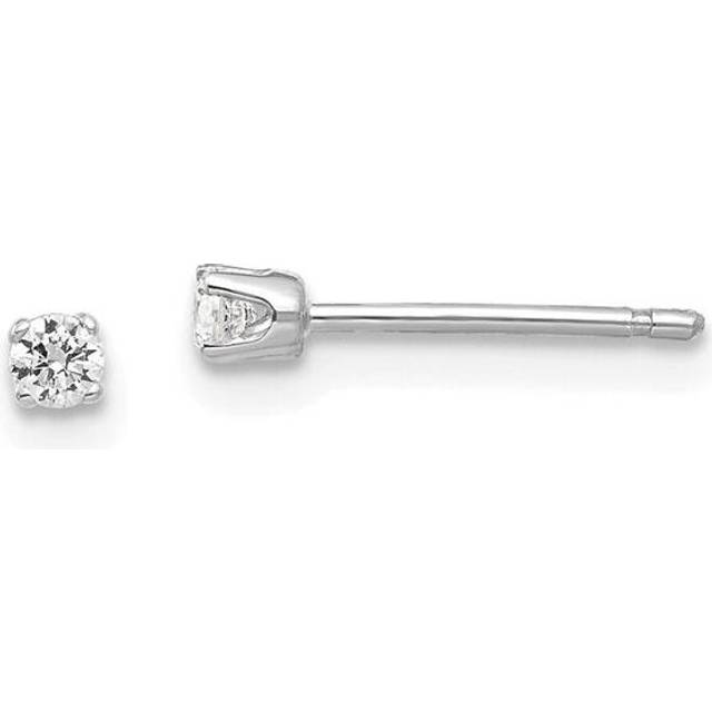 14K White Gold 2.25 mm Round Stud Earrings Mounting with Backs