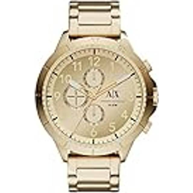 Armani Exchange klocka för män, kvarts kronogravrörelse, 50 mm guld rostfritt stålfodral med rostfritt stålrem, AX1752