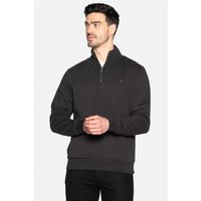 'Patrick' Zip Neck Sweatshirt - Black - L