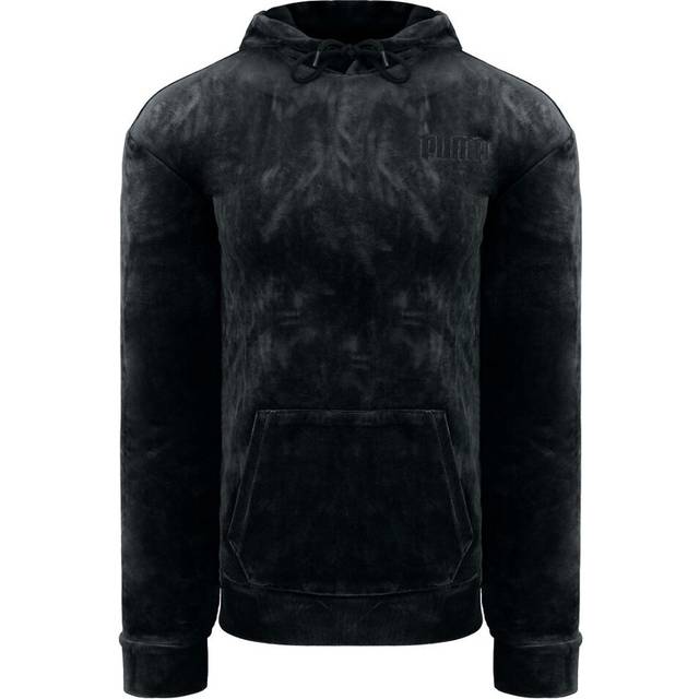 Puma Embroidered Logo Womens Black Velour Hoodie Cotton - Size X-Small