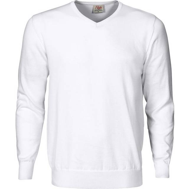 (XXL, White) Printer Mens Forehand Knitted V Neck Sweatshirt