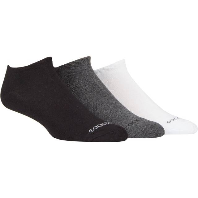 Mens 3 Pair SOCKSHOP Bamboo Cushioned Trainer Socks Black / Grey / White 7-11 Mens - Assorted