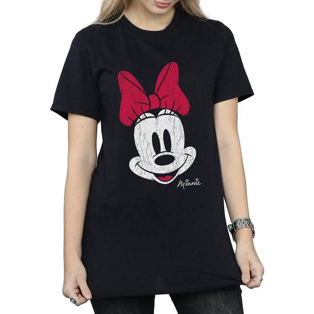 (XL, Black) Disney Womens/Ladies Mickey Mouse Distressed Cotton Boyfriend T-Shirt
